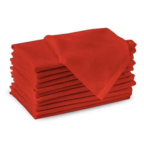Image of Encasa XO Cotton Napkins for Dining Table | Set of 12, Size 43x43 cm | Machine Washable Reusable Table Napkin, Soft & Absorbent, Elegant Table Decor for Kitchen, Hotels, Party - Brick