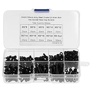 M3 Screws Assortment, DIN912 Alloy Steel High Strength 300Pcs Hex Bolts Kit with Storage Box for Mold Assembly for Hydraulic Equipment