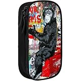 ペンケース バンクシー ゴリラ アニメ 筆箱 大容量 ペン立て 二重の筆袋 多機能 鉛筆入れ 人気 ペン袋 おしゃれ シンプル 社会人用 男女兼用 大学生文房具 筆入れ 小物収納 ツールペンケース ポーチ Black