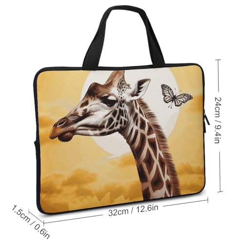 Housse ordinateur portable 30,5 cm antichoc avec fermeture zippée motif girafe