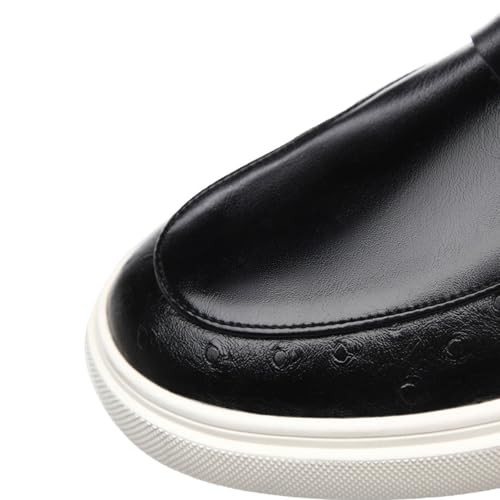 Men's Loafers Moccasins Shoes, Slip On Leather Shoes Business Casual Low Top Round Toe Driving Walking Shoes Comfortable Breathable Mens Shoes, 45 EU,Black2