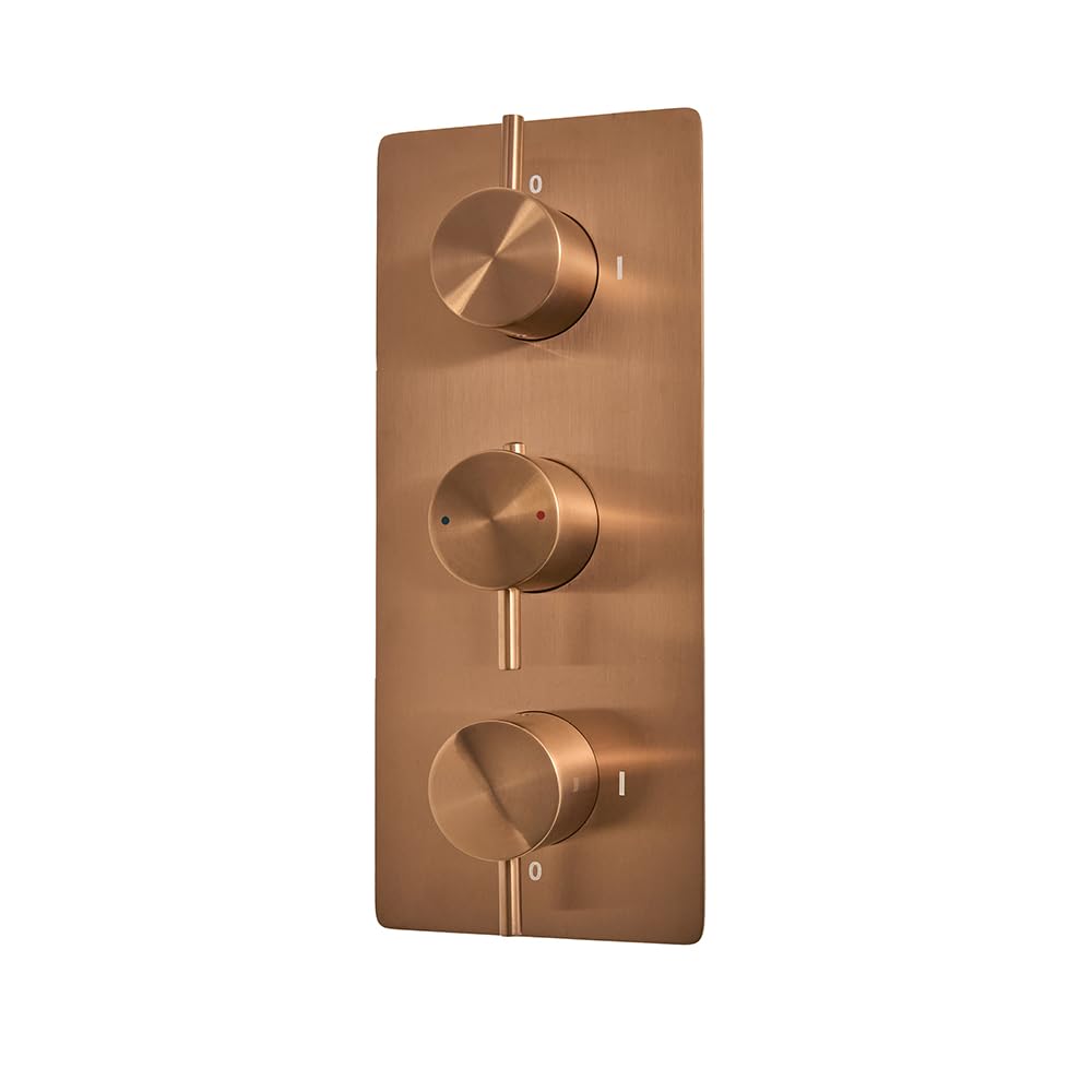 Milano Brushed Copper Otto 2 Outlet Triple Thermostatic Concealed Mixer Shower Valve