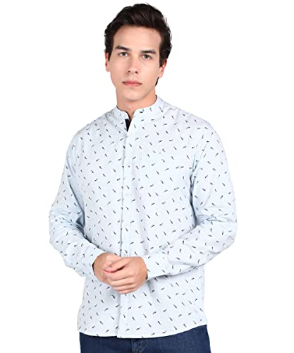 Image of Urbano Fashion Men's Cotton Full Sleeve Slim Fit Casual Printed Shirt with Mandarin Collar