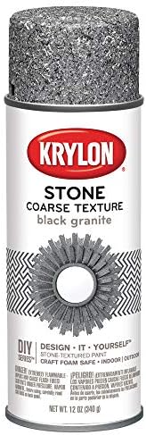 Krylon K18201 Coarse Stone Texture Finish Spray Paint, Black Granite, 12 Ounce