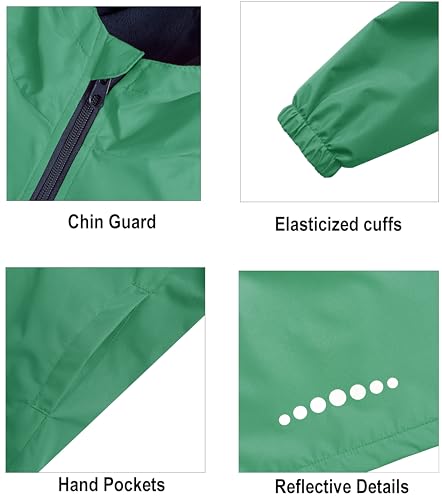 Image of Boys Girls Rain Jackets Waterproof Hooded Fleece Raincoats Lightweight Windbreakers for Kids