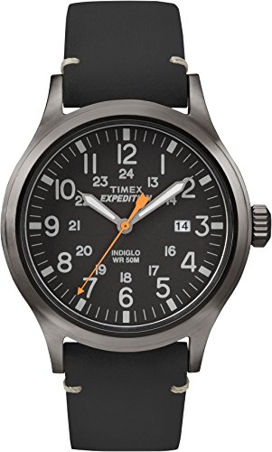 Timex Expedition - Reloj análogico para Hombre de cuarzo con correa de cuero, Negro (Negro)