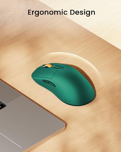 Image of ProtoArc EM15 USB C Mouse, Tri-Mode Bluetooth Mice for Laptop, Green | 68g Ultra-Light, Full-Size Ergonomic Design, Silent Clicks, Rechargeable, Dual Receivers (Type-C & USB-A), for Windows, Mac