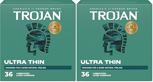 Image of Trojan Ultra Thin Latex Lubricated Condoms for Men, Thin Condoms for a More Natural Feeling, Premium Latex to Help Reduce Risk of Pregnancy and Sexually Transmitted Infections (STIs), 36 Count