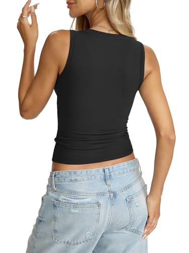 Image of Eachyes Womens V Neck Tank Tops Sleeveless Slim Fit Shirts Summer Going Out Fashion Outfit Clothes 2026