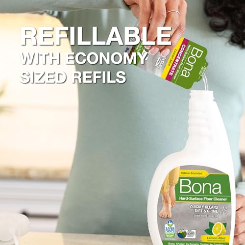 Image of Bona Multi-Surface Floor Cleaner Spray - 32 fl oz - Lemon Mint - Includes Filled Bottle + Concentrate Refill for Multi-Surface Floor Cleaning