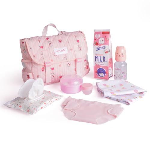 BABESIDE 9 Pcs Reborn Baby Doll Accessories Set for 17-22 Inch Reborn Dolls, Feeding and Care Set, Including Baby Doll Diaper Bag, 2 Diapers, Great...