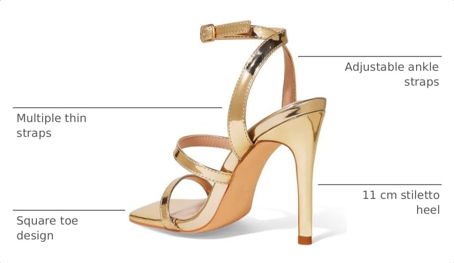 Image of Elisabet Tang Women's Crystal Stilettos Heeled Sandals, 4 Inch Square Open Toe Strappy Sexy High Heels Ankle Strap Buckle Heels for Party Wedding Dress Daily Wear Shoes