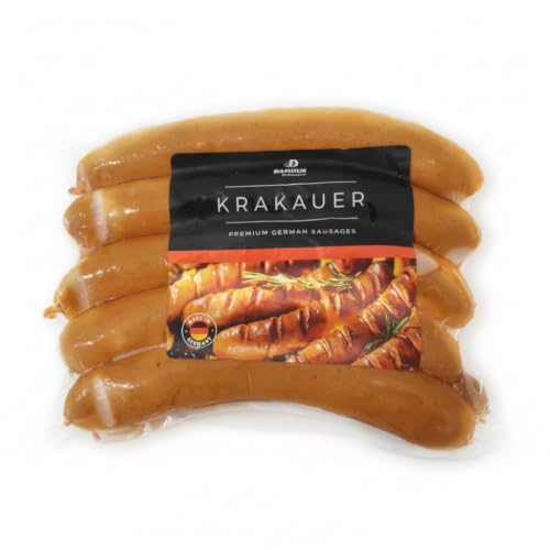 Salchichas Alemanas Tradicionales - 95% Carne de Cerdo y Ternera - Sin Gluten y Sin Lactosa - Formato Familiar 1 kg (10 x 100g) - Elaboración con Humo Natural - NEXU