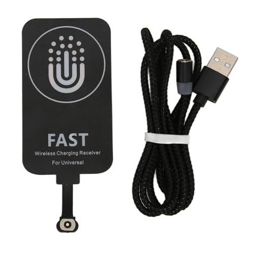 Wireless Charging Receiver, Dual Purpose Magnetic Suction Wireless Charging Adapter, Thin Plug and Play Wireless Charger Receiver with MCU and IC Chip for All Type C Cellphones