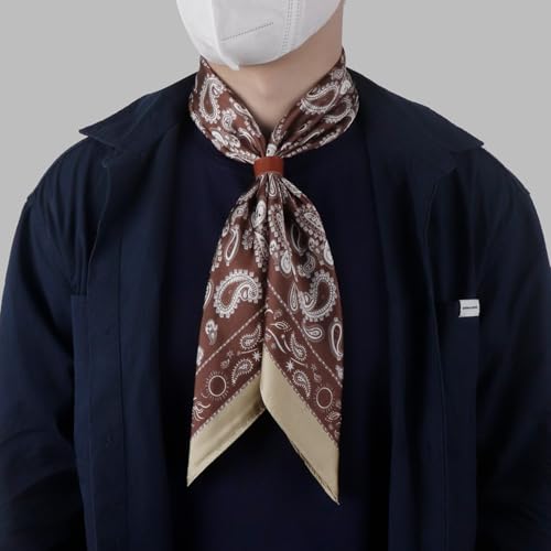 Image of 27.5 Inches Square Silk Feeling Neck Scarf for Men Necktie Silk Bandanas Pocket Square Cowboy Scarves