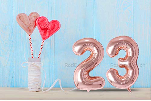 Image of Rozi Decoration 16? Inch Number 23 Foil Balloon Rose Gold Color for Birthday Parties Decoration | Happy 23th Anniversary | 23 Number Balloon Pack of 2 Pcs