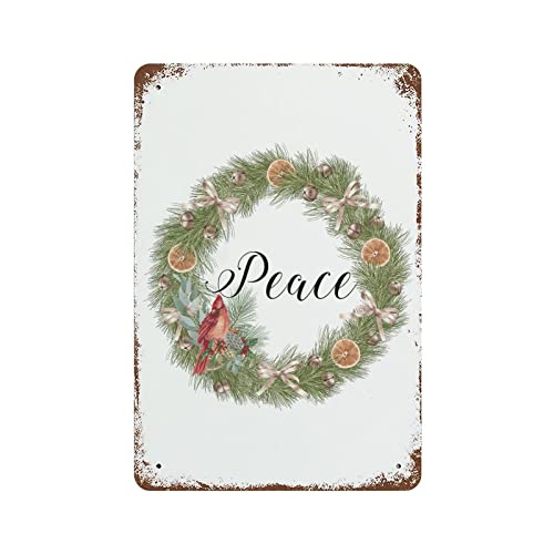 Couronne de paix de Noël WengBeauty plaque commémorative cardinal 30x45 cm pour mur et cuisine