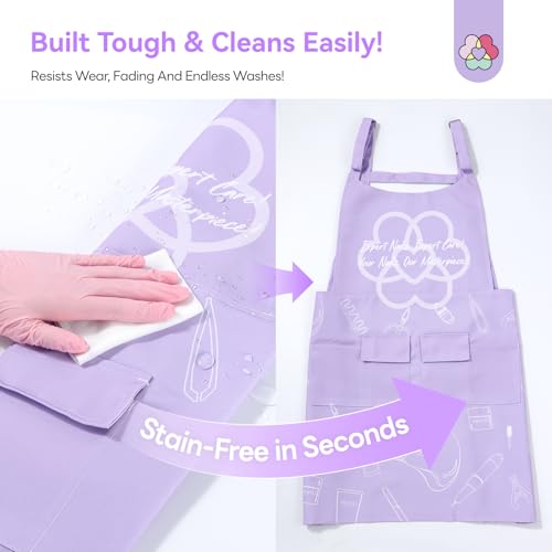 Image of SAVILAND Nail Tech Apron: Waterproof with Multiple Pockets Stain-Resistant Professional Cosmetics Apron Adjustable Salon Aprons for Manicurist Technician Artist 25 * 35cm Size Women Cosmetology Smock
