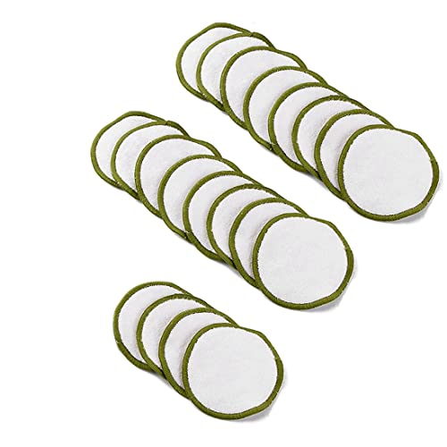Guulqey 20 almohadillas de algodón reutilizables, lavables, redondas, de bambú, para el cuidado de la piel