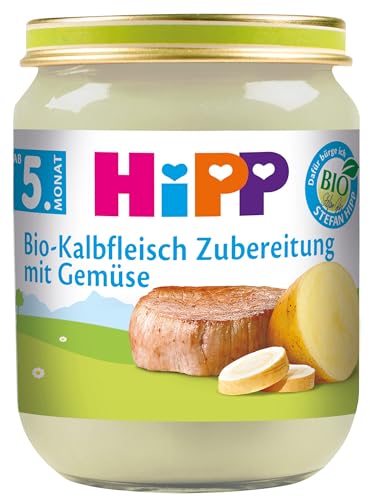 Hipp Fleischzubereitungen, Kalbsfleischzubereitung mit Gemüse, 6er Pack (6 x 125 g)