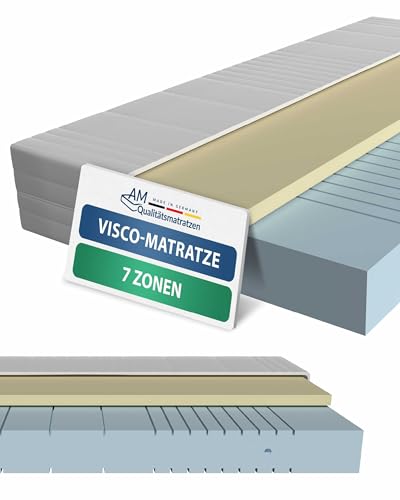 AM Qualitätsmatratzen Colchón 100x200 de Espuma viscoelástica de 7 Zonas - Made in Germany - Colchon viscoelastico 100x200 de Espuma firmeza Blanda y certificación Oeko Tex - 20 cm de Altura