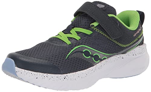 Saucony Unisex Child Kinvara 14 Alternative Closure Sneaker, Navy/Green, 3.5 Wide Big Kid Us #TOP28
