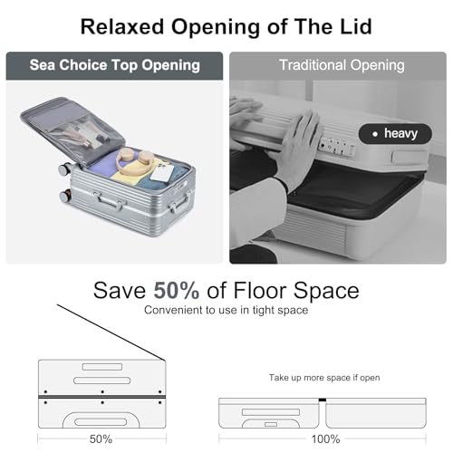 Somago Carry on Luggage Front Open 22x14x9 Airline Approved Lightweight Suitcase with Cup Holder and USB Port Aluminum Frame Polycarbonate Spinner Hard Suitcase with TSA Lock (Silver)3