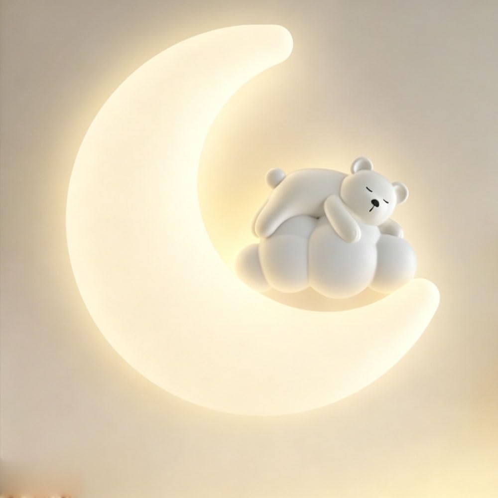 Wandleuchte mit Cartoon-Kaninchen-Bär-Motiv, festverdrahtet, moderne Wandleuchte for Kinder, for Mädchen, Jungen, Schlafzimmer, Kinderzimmer, Nachttisch-Dekoration, Beleuchtung(Bear)