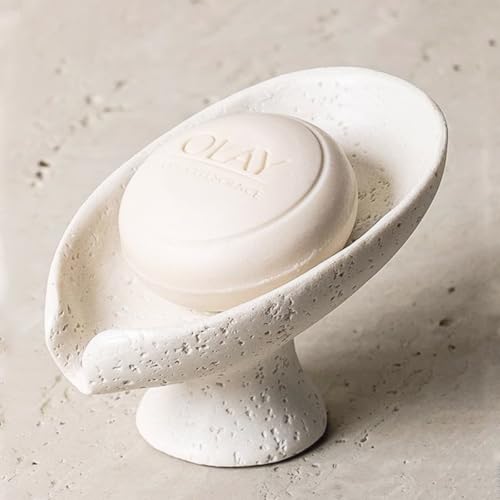 Image of Soap Dish Travertine Soap Holder Self Draining Leaf Shape for Sink Bathroom Shower Kitchen