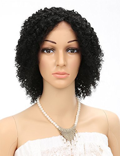 Golden Rule Short Kinky Curly Wigs Unprocessed Brazilian Virgin Human Hair Lace Front Wigs For Black Women With Free Wig Cap Cosplay Wigs (1B)