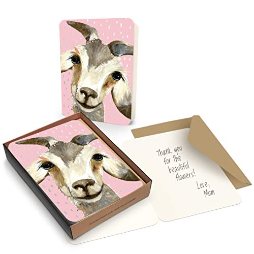 Image of Artisan Blank Note Cards by Studio Oh! - Rachel Brown Gilbert The Goat - Pack of 8 - 4.25 inch x 5.5 inch Printed Textured Art Paper Embellished with Foil Stamping Cards and Envelopes