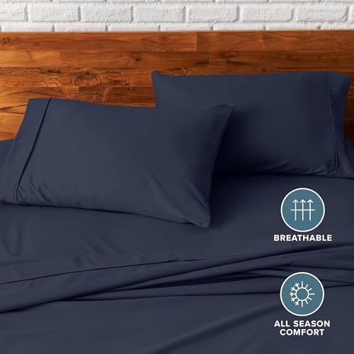 Image of Bare Home Premium 1800 Ultra-Soft Microfiber Pillowcase Set - Double Brushed - Hypoallergenic - Wrinkle Resistant (Standard Pillowcase Set of 2, Midnight Blue)