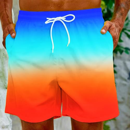 Muscularfit Swimsuit Men 5 Inch Inseam Bathing Suits Hawaiian Color Block Swim Trunks Beach Surfing Board Shorts with Pockets3
