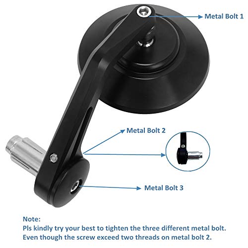 Universal Bar End Mirrors Motorcycle Handlebar Mirrors 7/8 Handle Round replacement for 7/8" handlebar or inside handlebars with 13 to 18mm inside diameters