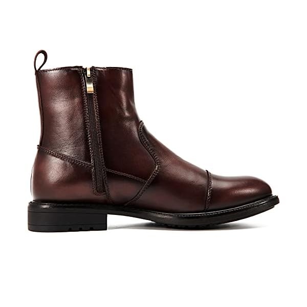 Arkbird Mens Chelsea Dress Boots with Side Zipper, Genuine Leather Classic Fashion Slip-on Ankle Dress Boots for Men