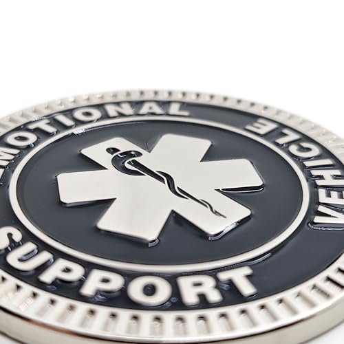 Image of Emotional Support Vehicle Metal Emblem - 3D Car Badge Decal for Vehicles, Trucks, SUVs, RVs Alloy Auto Accessory (Black)