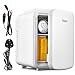 Mini Fridge 4 Litre, 6 Can Portable AC+DC Power Cooler & Warmer, Portable Small Fridge for Bedrooms, Cars, Offices; Skincare, Makeup, Cosmetics, Food (Pearlescent White, 4L)