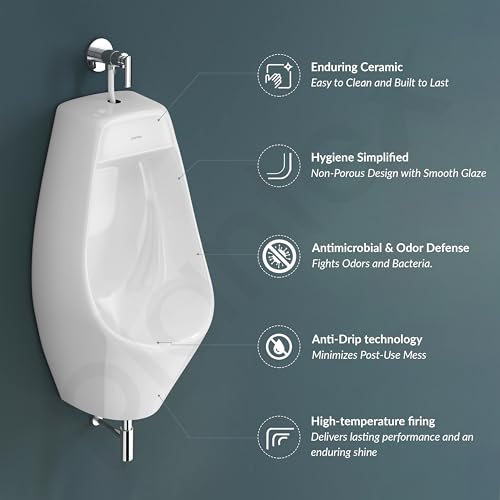 Image of Plantex Ceramic Urinal Toilet for Men /Premium Wall Mount Large Urinal Pot for Gents /Male /Boy /Toilet for Washroom - (Unique, White)