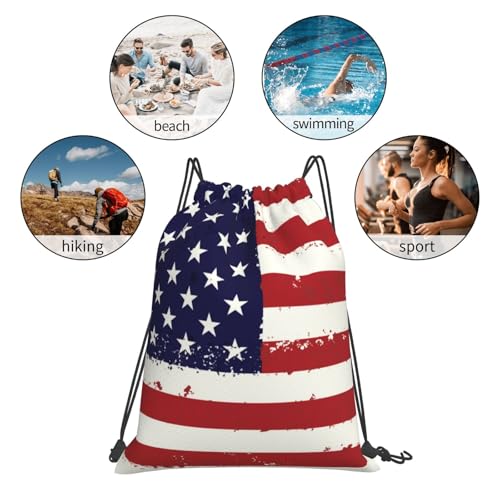 Usa Flag Unisex Drawstring Backpack Bag Sport Gym Travel Swim Sackpack4