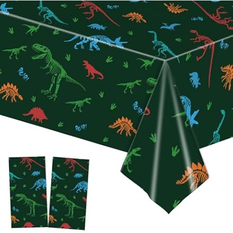 Amocytec 2 Pack Dinosaur Plastic Table Cloth Dino Plastic Tablecloths Waterproof Plastic Table Covers Rectangle Table Covers Party Table Cloth Dinosaur Tablecloth Table Cover, 54 x 108 in Cover