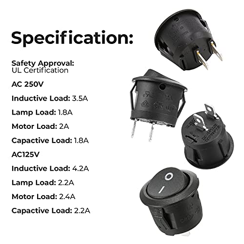 2Pcs Marine Switch Panel Waterproof - Light Switch Panel For Truck Appliances Rocker Switches Round Rocker Switch Car Accessories Toggle Switch Panel For Car - Round Socket Switches A/250V 10A/125V #TOP3