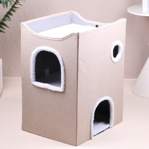Figoday 猫ハウス 猫爪研ぎ ベッド ペットベッド キャット クーラーハウス 折りたたみ クッション付き ドーム型 猫寝床 室内用 おしゃれ かわいい 暖かい 爪とぎ付き 通気性 組立簡単 オールシーズン 小型犬 猫用 1層 2層 3層 (3段キャッ