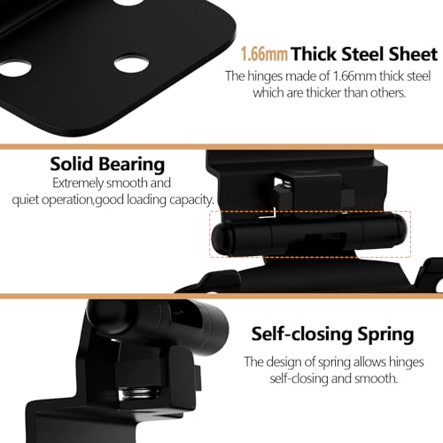 6 Pack 3 Pairs 3/8" Inset Kitchen Cabinet Door Hinges, Semi-Concealed Hinges, Self-Closing Cabinet Hinges with Mount Screws by Gloserin - Used condition - Image 3