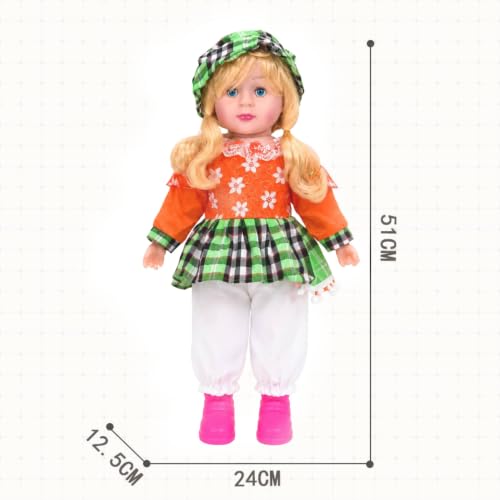 Image of SHAKTISM Poem Doll Small Singing Songs Doll - 50 cm Big Size Musical Plush Soft Doll with Sound, Cute Clothing Doll Toy for Kids & Toddlers, Gift for Girls Age 1-6 Years (Orange)