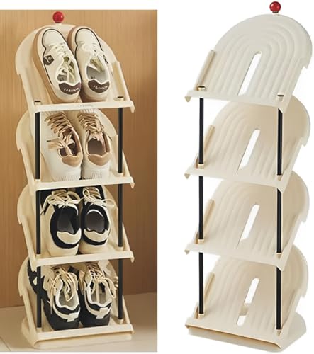 HitlineUK Narrow Sloping Shoe Rack 4 Tiers Shoe Rack Shoe Storage Space Saving Tall Shoe Organizer for Entryway, Hallway, Living Room