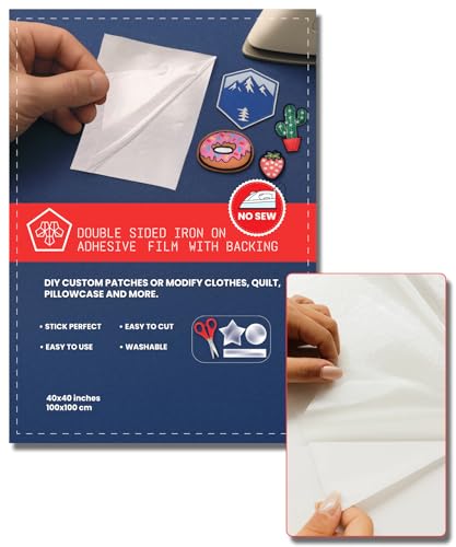 modern teknik tekstil TPU Iron on Double Sided Adhesive Film with Backing 40 x 40 in - Easy to Cut Fusible Interfacing for Sewing - Fabric Glue for Heat Press Patches DIY Art Craft Home Decor
