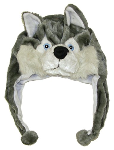Cute Animal Hat- Plush Husky Timber Wolf Animal Winter Hat