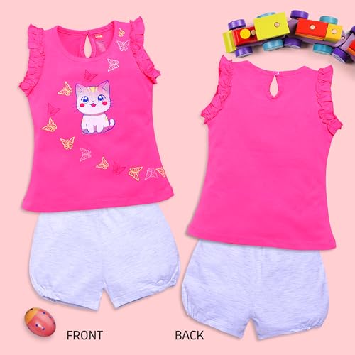 Image of LuvLap Baby Girls 100% Cotton Sleeveless Girls Top & Shorts Sets Pack of 3