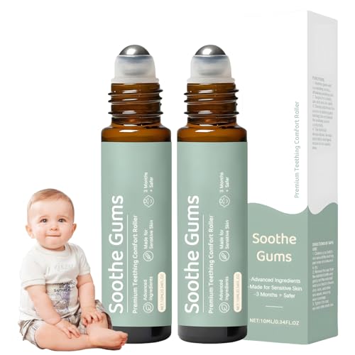 2 Pcs Teething Relief Roller All-Natural Gentle Relief Roll On Essential Oil Massage Roll On Teeth Roller for Re-LIEF Teething Discomfort