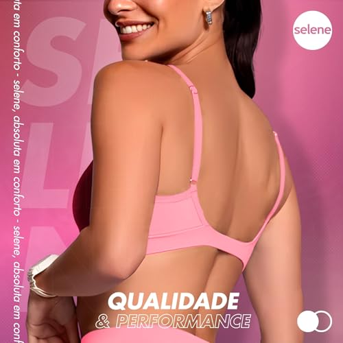 SELENE Top Sutiã Academia Alça Fina Ajustável Bojo Removível, Rosê, P
